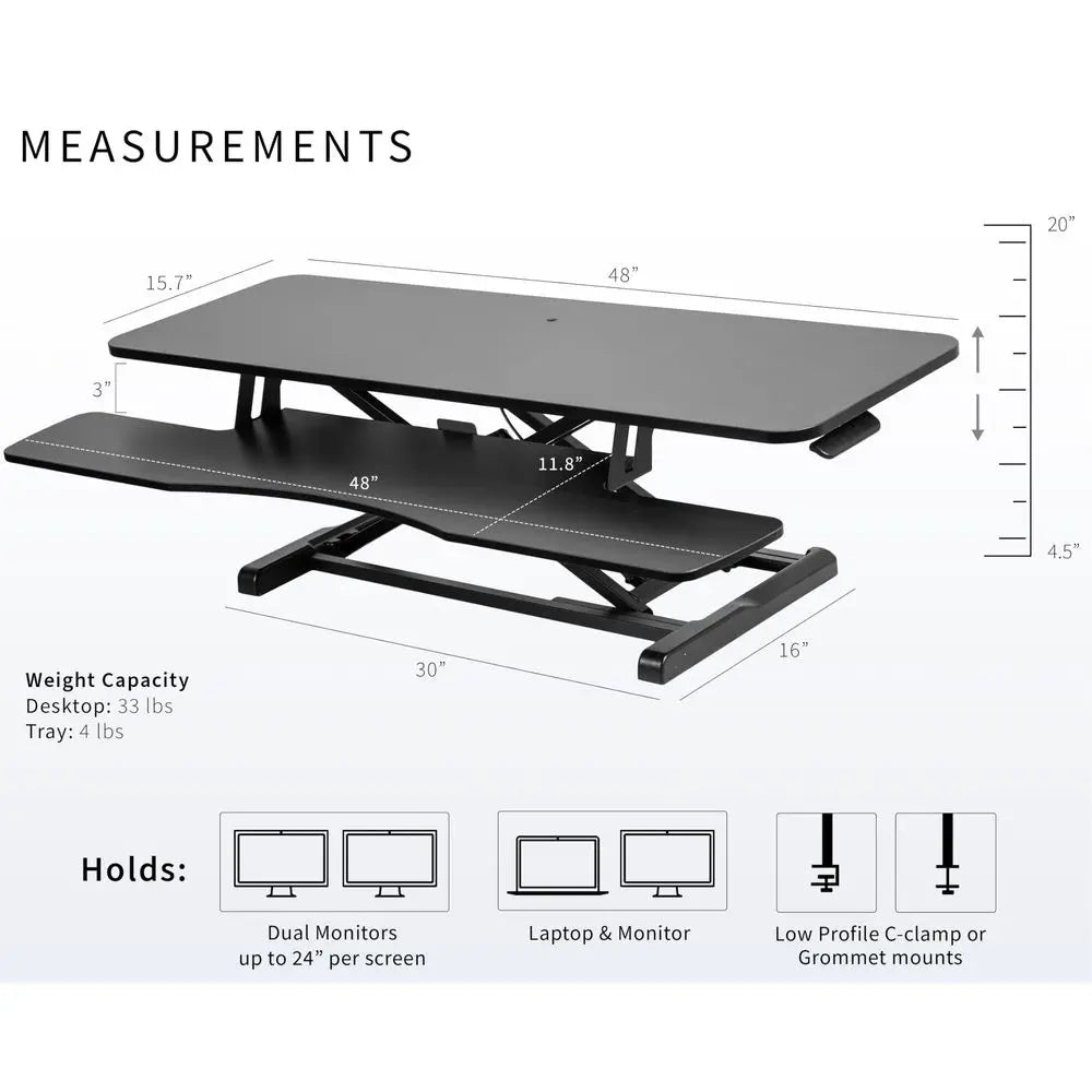 48-Inch Height-Adjustable Desk Converter