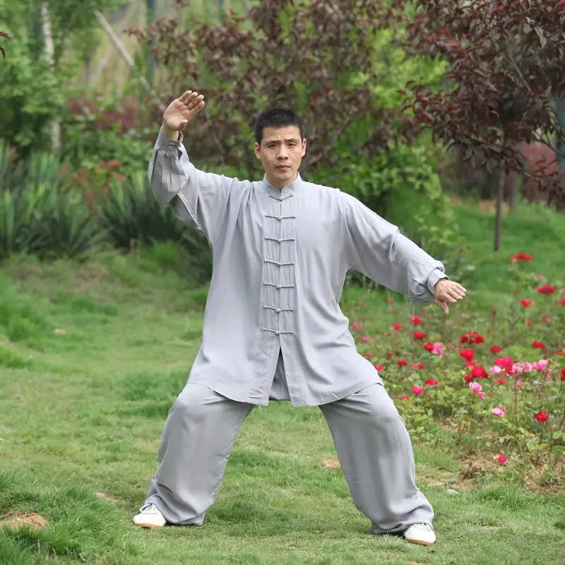 Men's and Women's Cotton Tai Chi Uniforms for Martial Arts and Exercise.