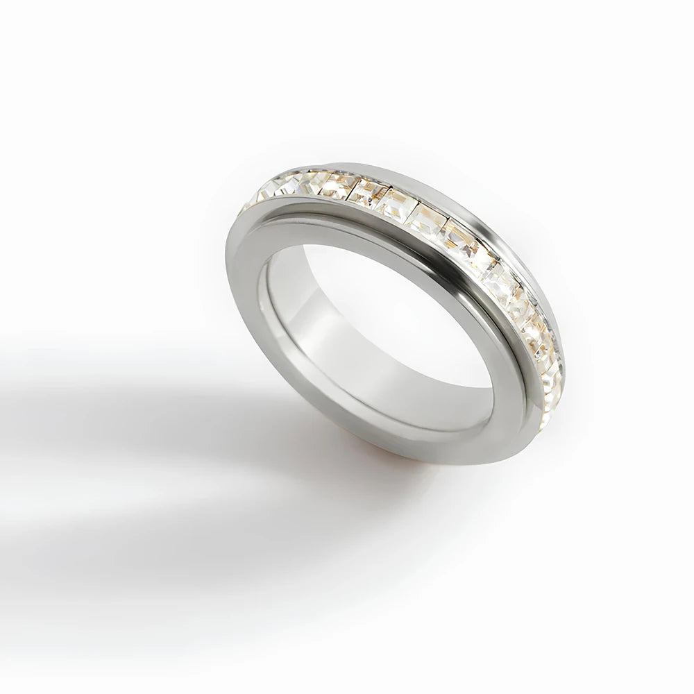 Stainless Steel Zircon Spinner Ring