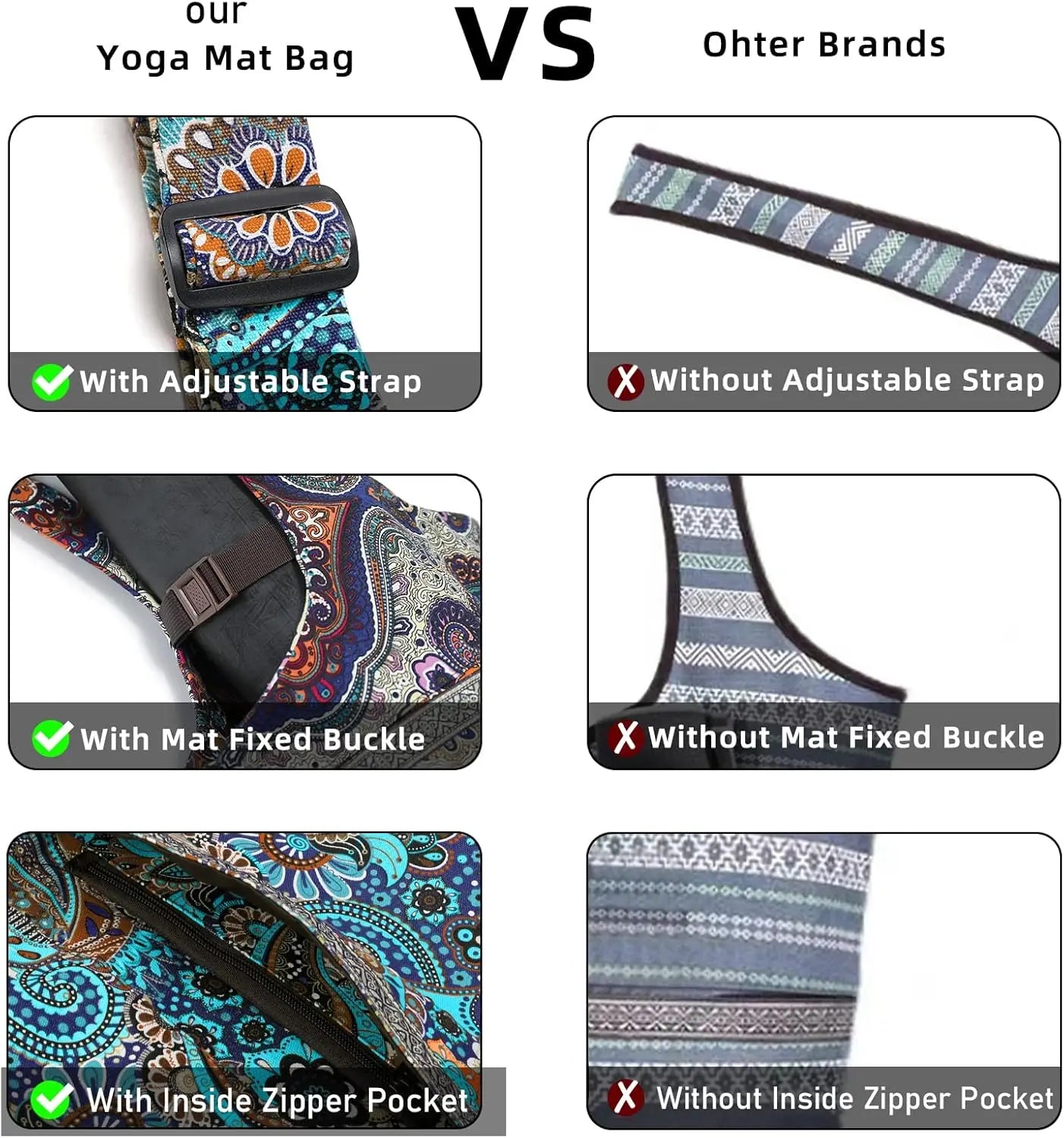 Large Yoga Mat Bag with Adjustable Strap