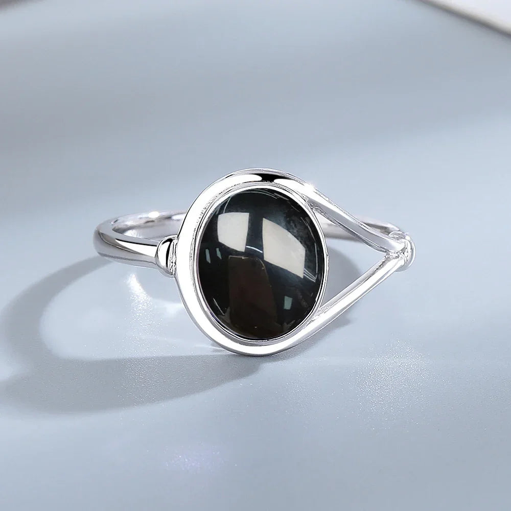 925 Sterling Silver Amethyst Oval Ring