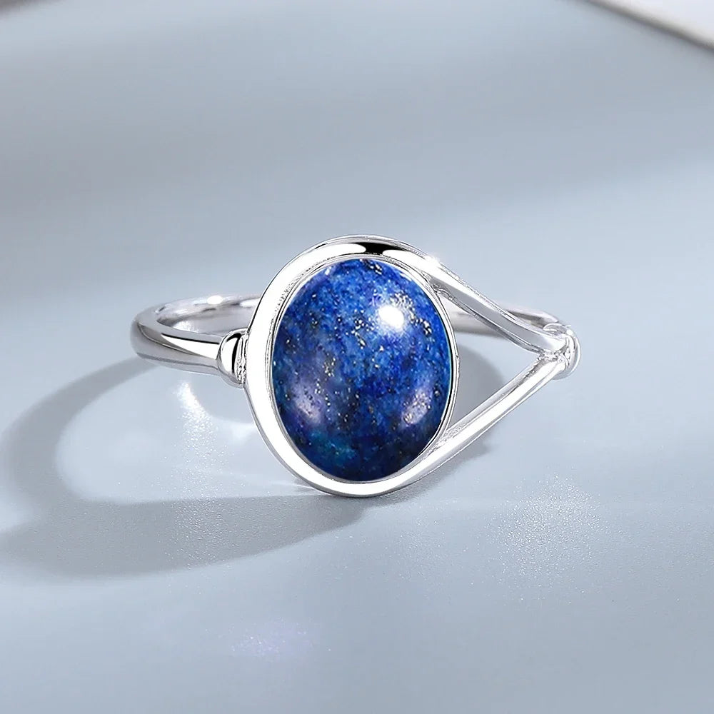925 Sterling Silver Amethyst Oval Ring
