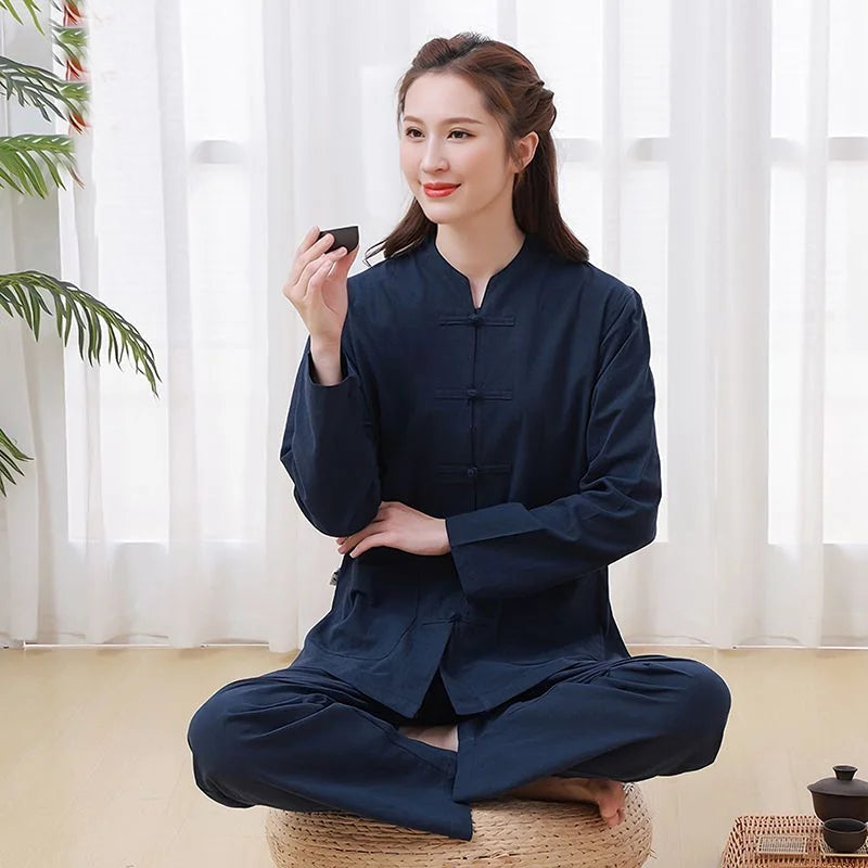 CLYFAN Cotton Wushu Uniform Set for Tai Chi and Yoga - Tops and Pants