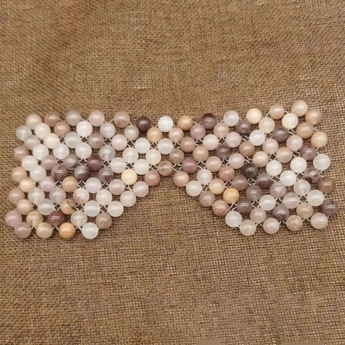 Natural Jade Eye Mask Healing Stone Woven Bead Eye Shade Cold Compress Massage Relieve Eye Fatigue Sleep Aid Eye Care Tools