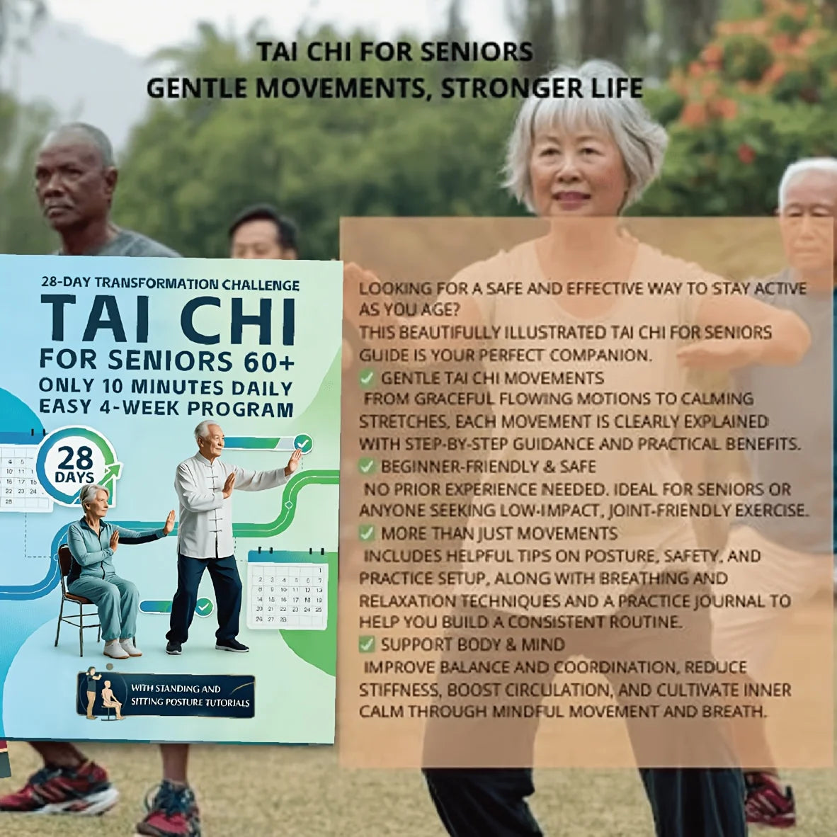 Tai Chi Manual: Strengthen Muscles, Protect Joints, Improve Balance, Prevent Falls.