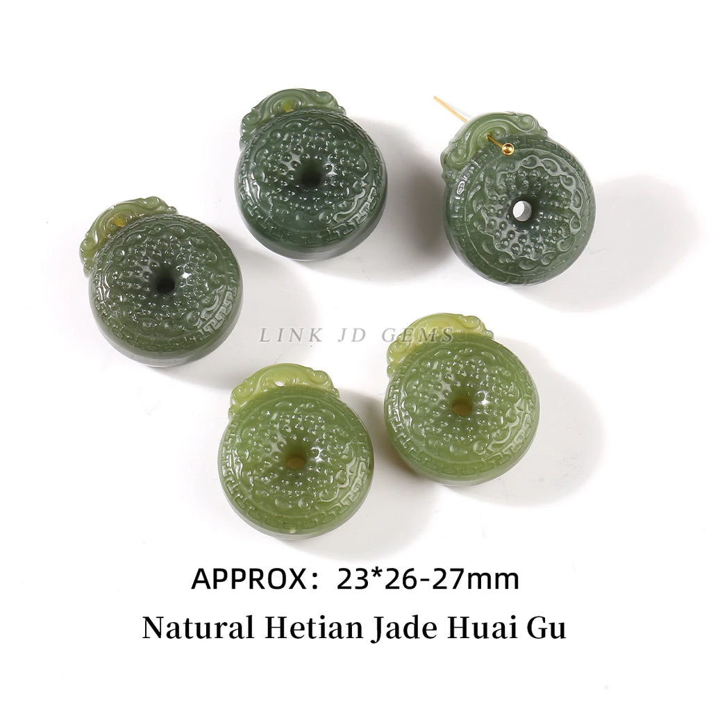 Natural Hetian Jade Pixiu Buddha Bead