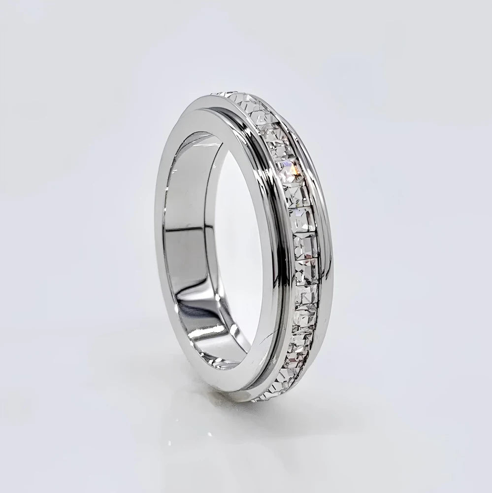 Stainless Steel Zircon Spinner Ring