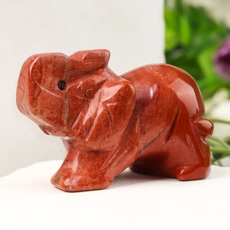 Hand-Carved Crystal Elephant Figurine