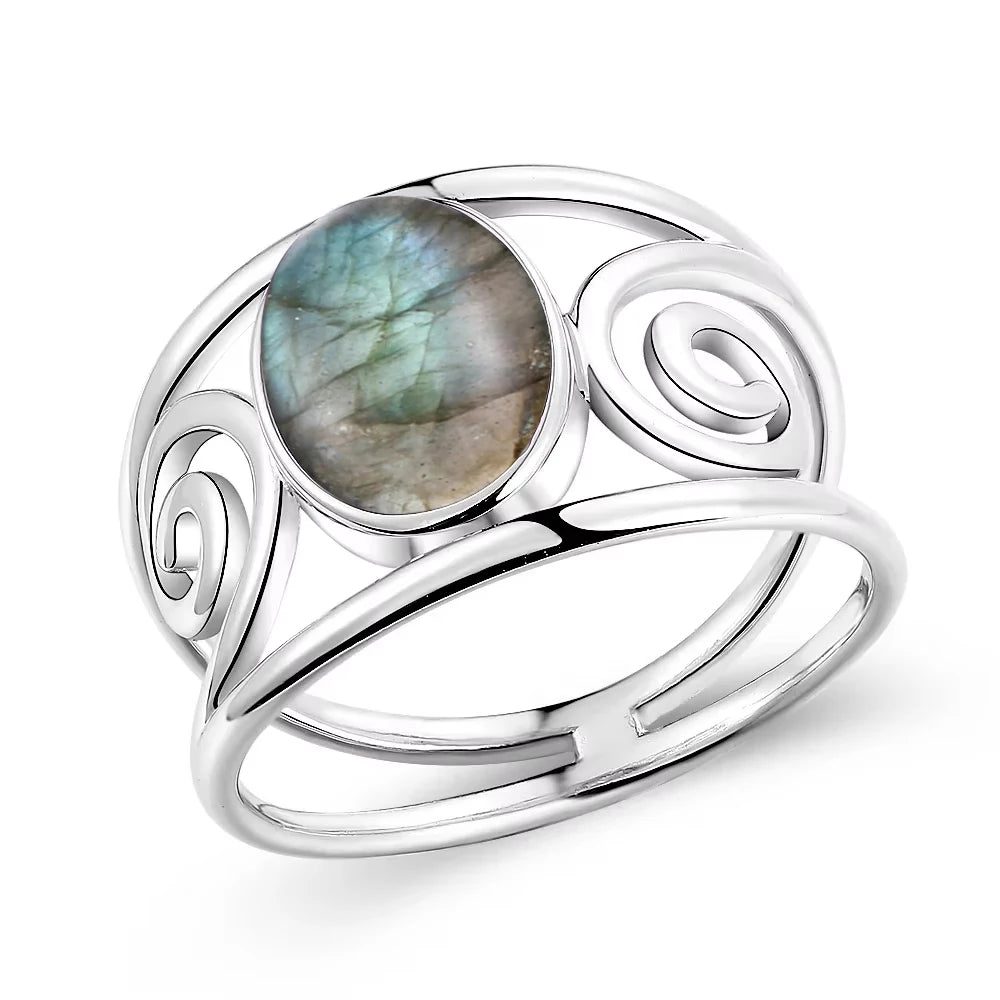 925 Sterling Silver Amethyst Oval Ring