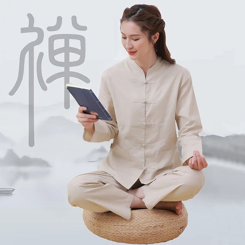 CLYFAN Cotton Wushu Uniform Set for Tai Chi and Yoga - Tops and Pants
