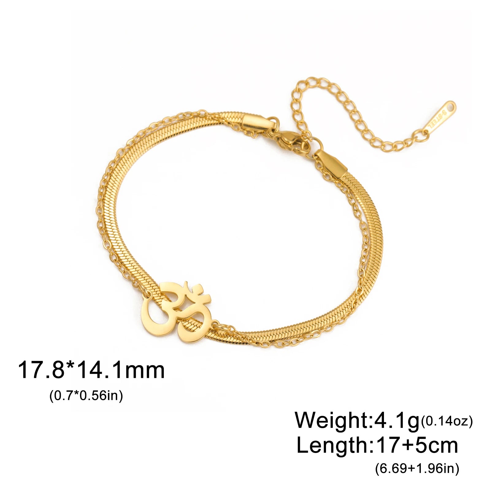 Stainless Steel OM Charm Bracelet