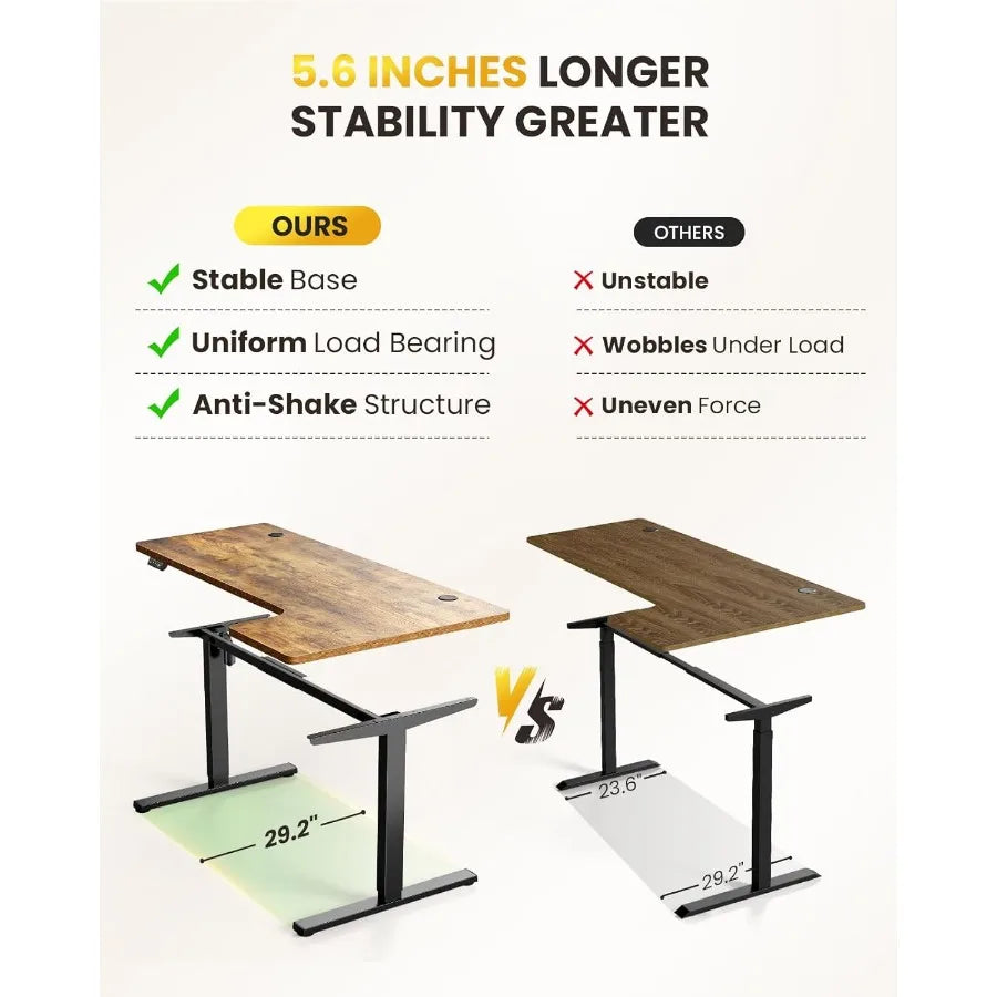 55-Inch L-Shaped Electric Standing Desk