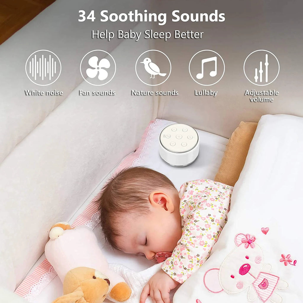 Desktop White Noise Machine with Night Lights, 34 Soothing Sounds, and Timer.