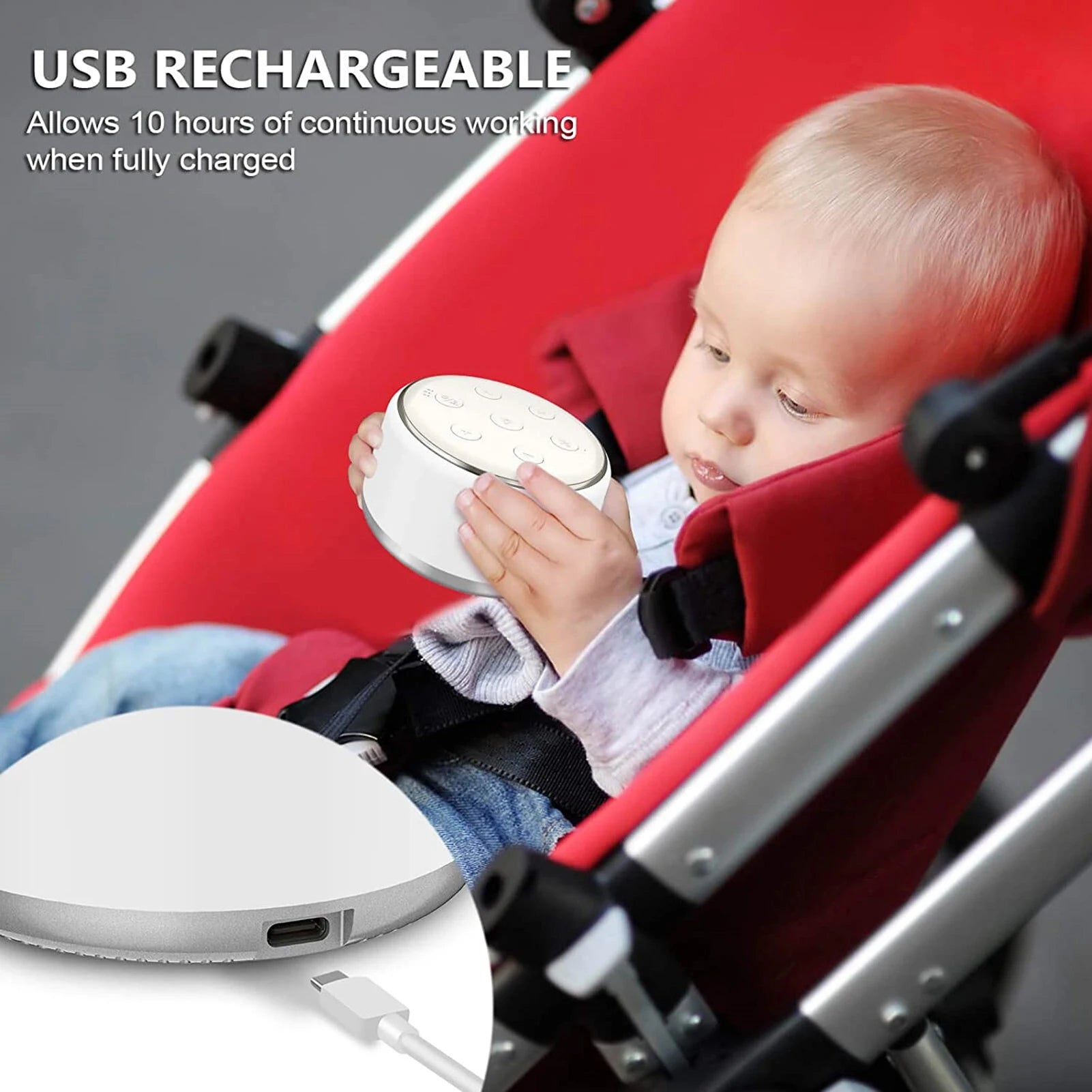 Desktop White Noise Machine with Night Lights, 34 Soothing Sounds, and Timer.