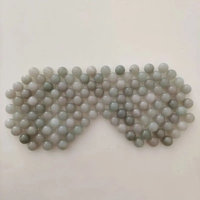 Natural Jade Eye Mask Healing Stone Woven Bead Eye Shade Cold Compress Massage Relieve Eye Fatigue Sleep Aid Eye Care Tools