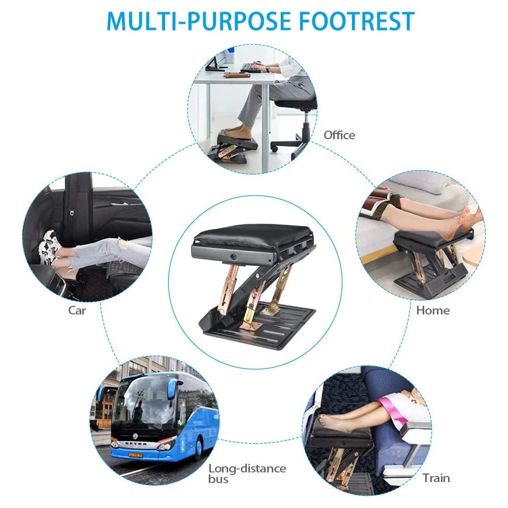Adjustable Ergonomic Footrest with Soft Pad