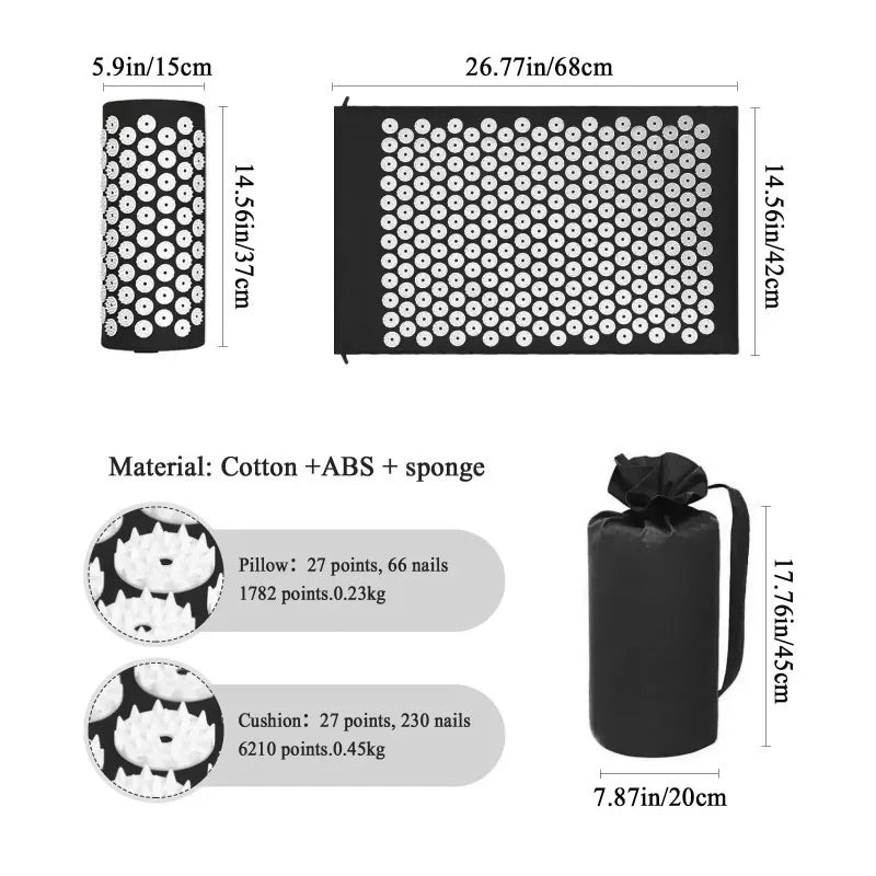 Acupressure Mat and Pillow Set