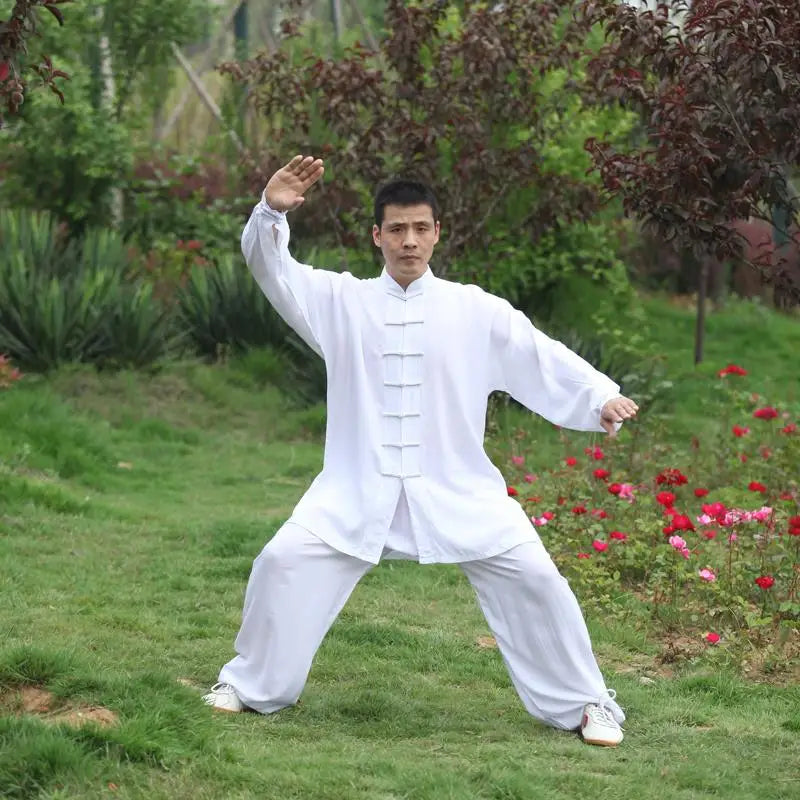 Men's and Women's Cotton Tai Chi Uniforms for Martial Arts and Exercise.