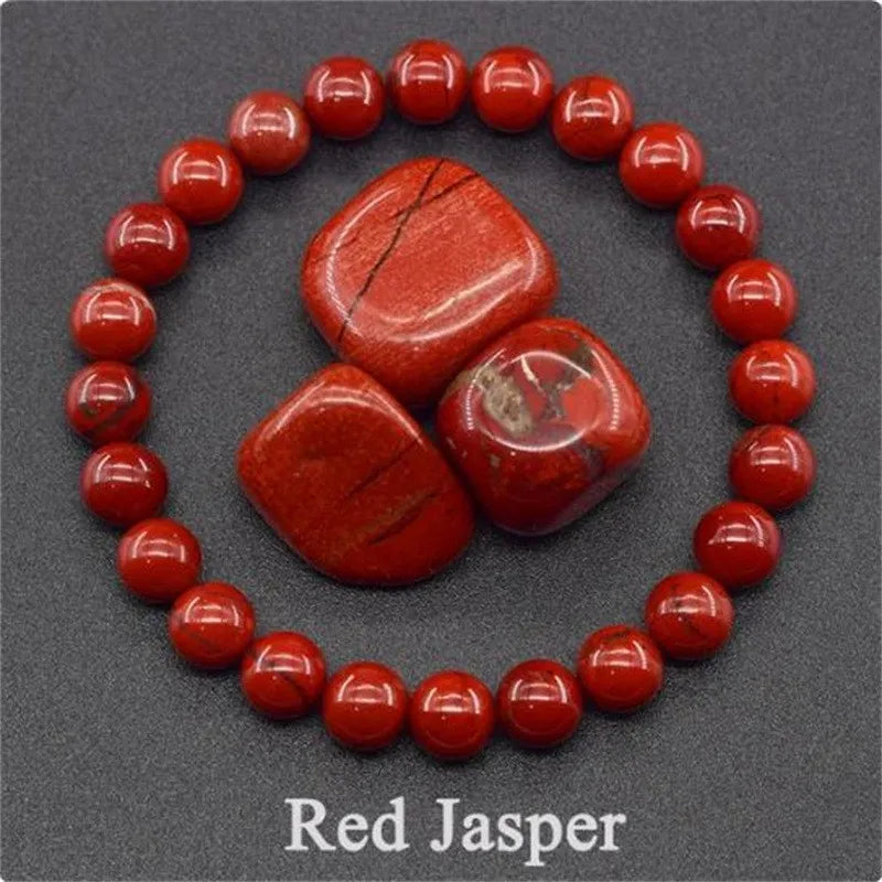 8 mm Natural Stone Beaded Bracelet