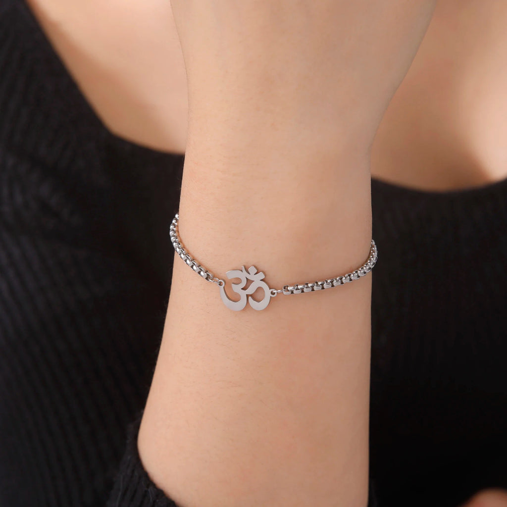 Stainless Steel OM Charm Bracelet