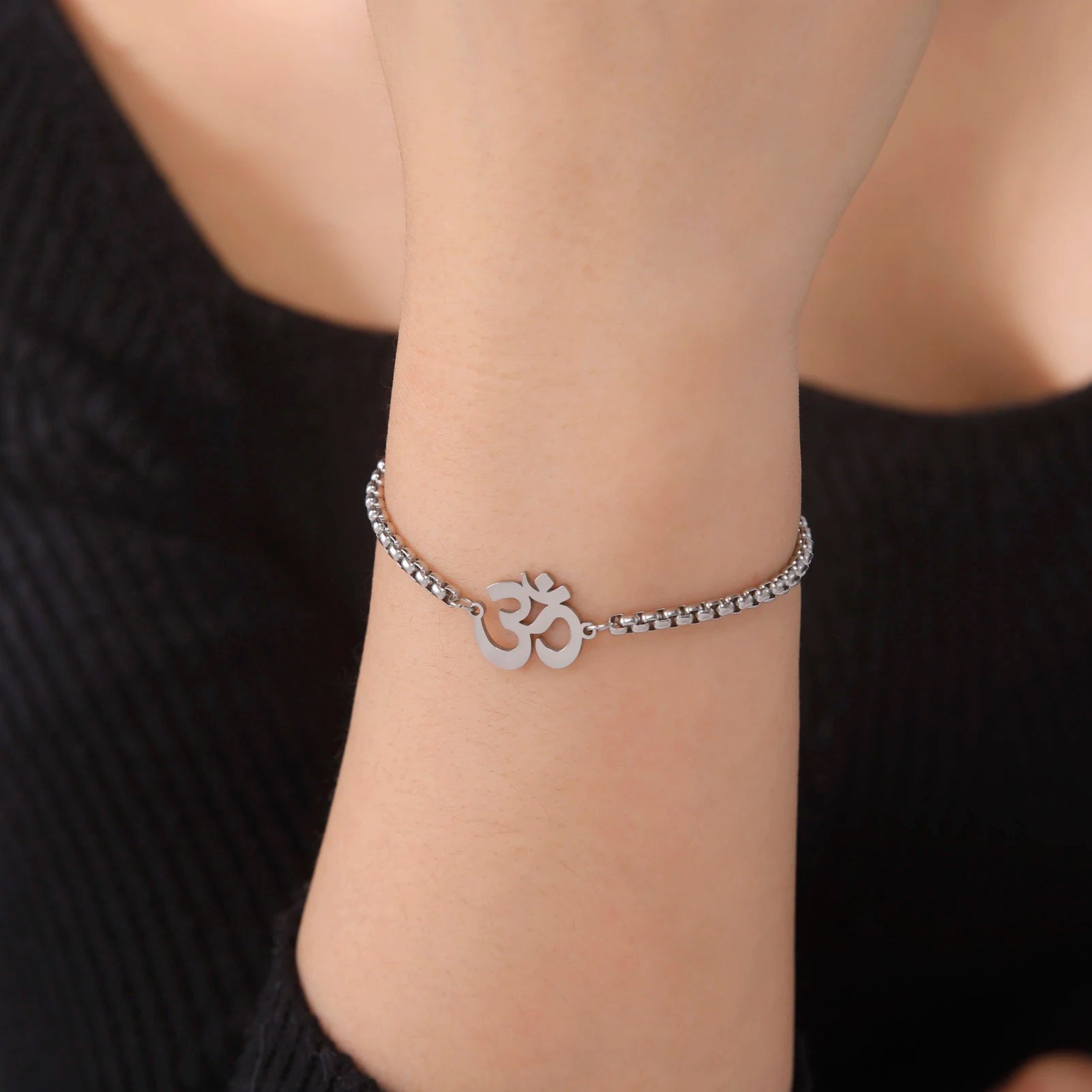 Stainless Steel OM Charm Bracelet