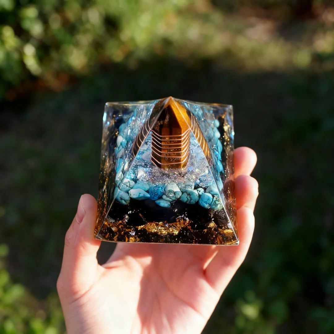Orgonite Stone and Copper Pyramid Decor
