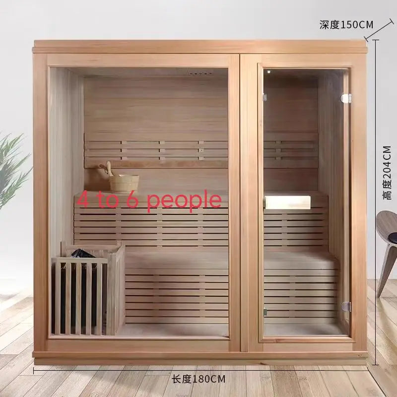 Home Sauna Room with Stone Heater
