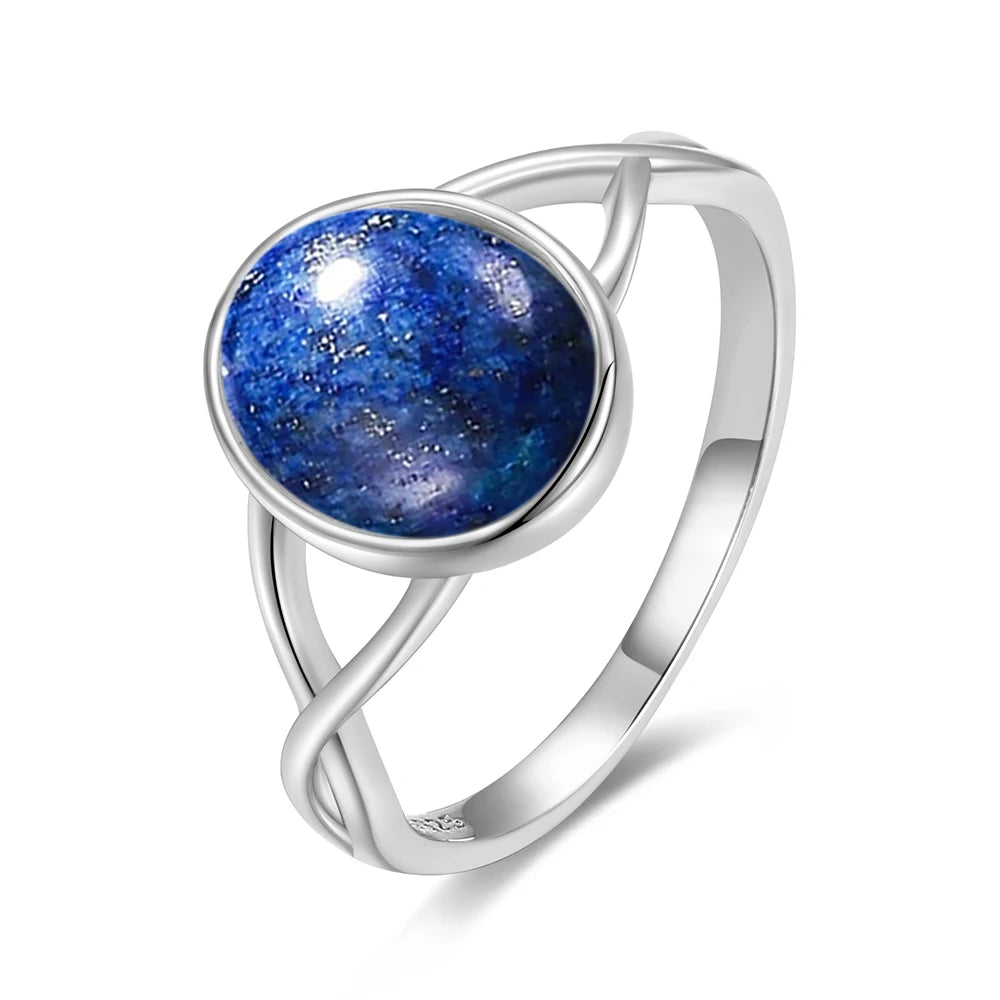 925 Sterling Silver Amethyst Oval Ring