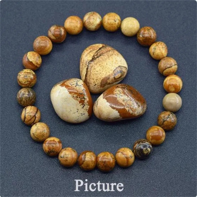 8 mm Natural Stone Beaded Bracelet