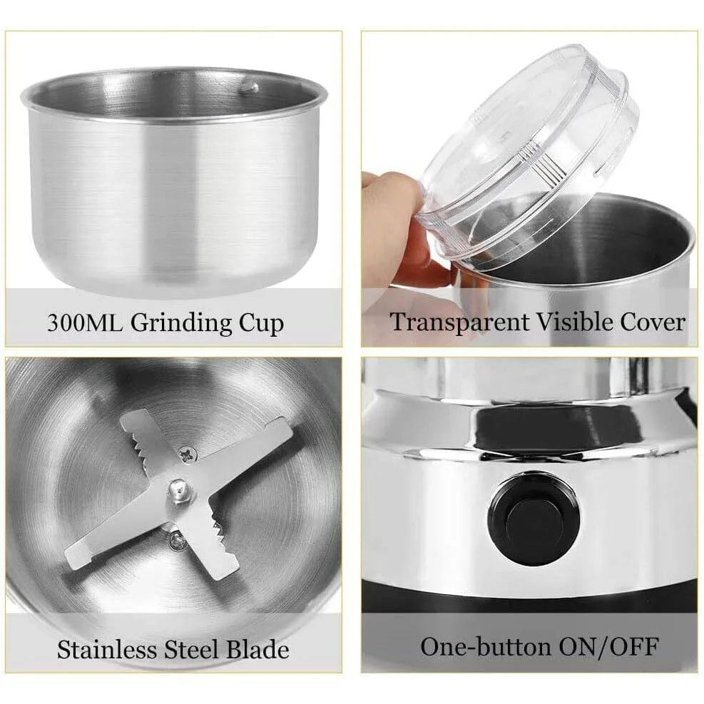 Electric Four-Blade Coffee and Spice Grinder
