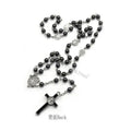 Black Bead Rosary Necklace