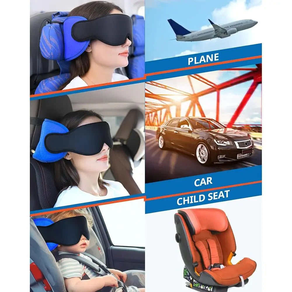 3D Contoured Travel Pillow with Blackout Eye Mask
