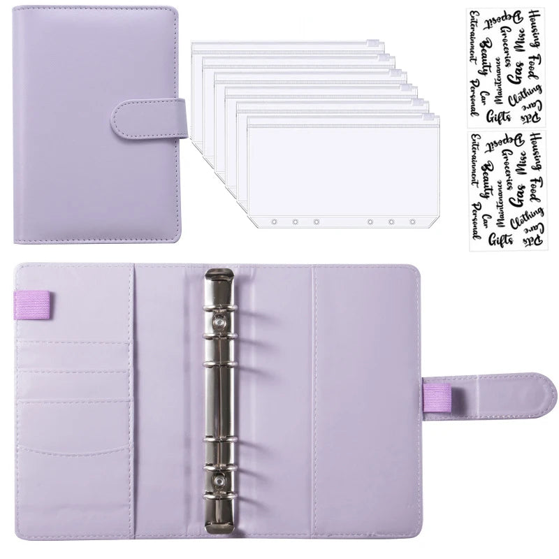 A6 Budget Binder with Calculator and Zipper Envelopes