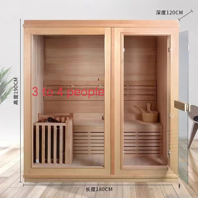 Home Sauna Room with Stone Heater