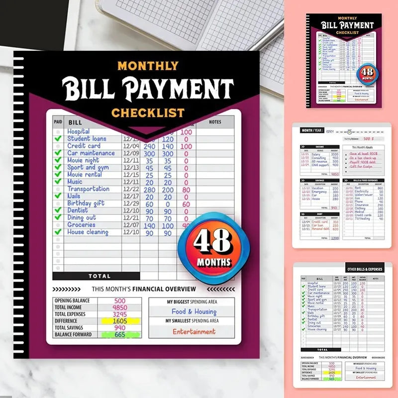 Budget Bill Payment Planner, 48 Month Tracker Notebook