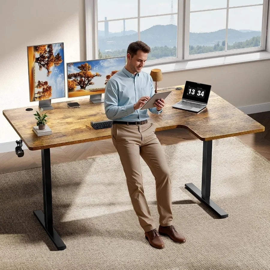 55-Inch L-Shaped Electric Standing Desk