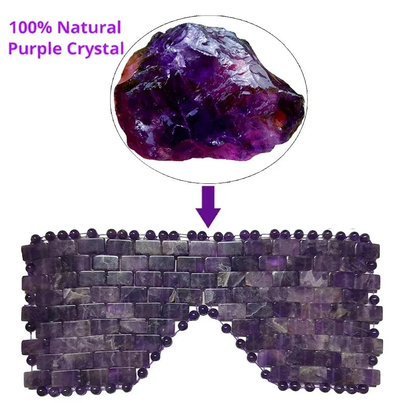 Natural Amethyst Quartz Cooling Heating Eye Migraine Headache Relief Reusable Sleep Mask SPA Therapy Relax Gift for Women Men