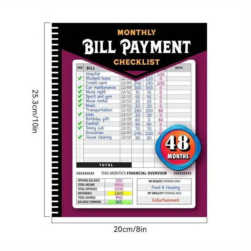Budget Bill Payment Planner, 48 Month Tracker Notebook