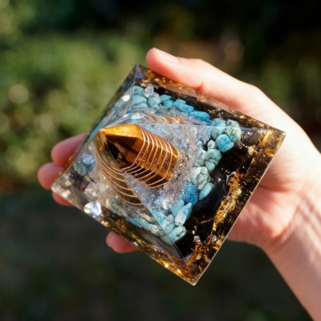 Orgonite Stone and Copper Pyramid Decor