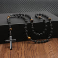 Lava Stone and Tiger Eye Cross Necklace