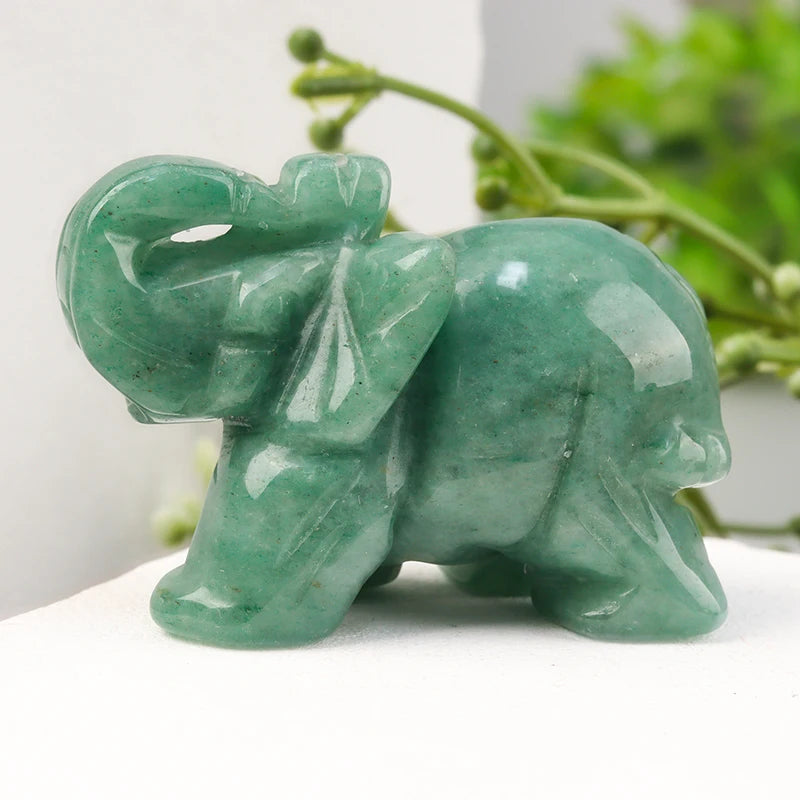 Hand-Carved Crystal Elephant Figurine