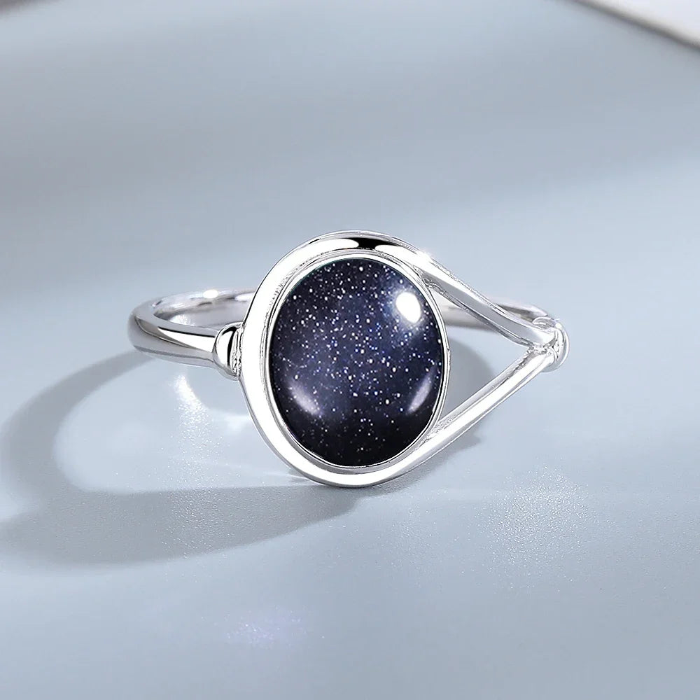 925 Sterling Silver Amethyst Oval Ring