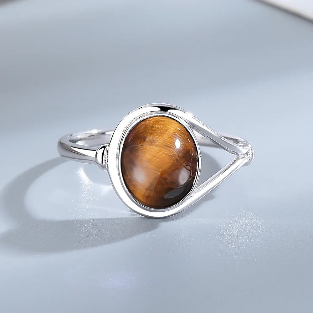 925 Sterling Silver Amethyst Oval Ring