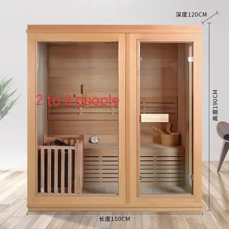 Home Sauna Room with Stone Heater