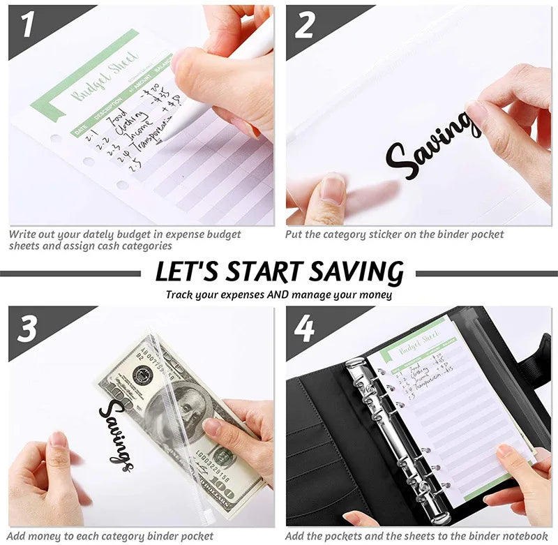 A6 Budget Binder with Calculator and Zipper Envelopes
