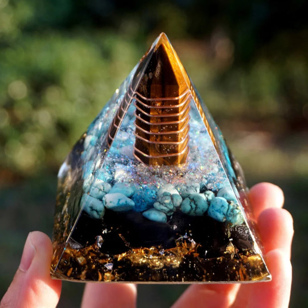 Orgonite Stone and Copper Pyramid Decor