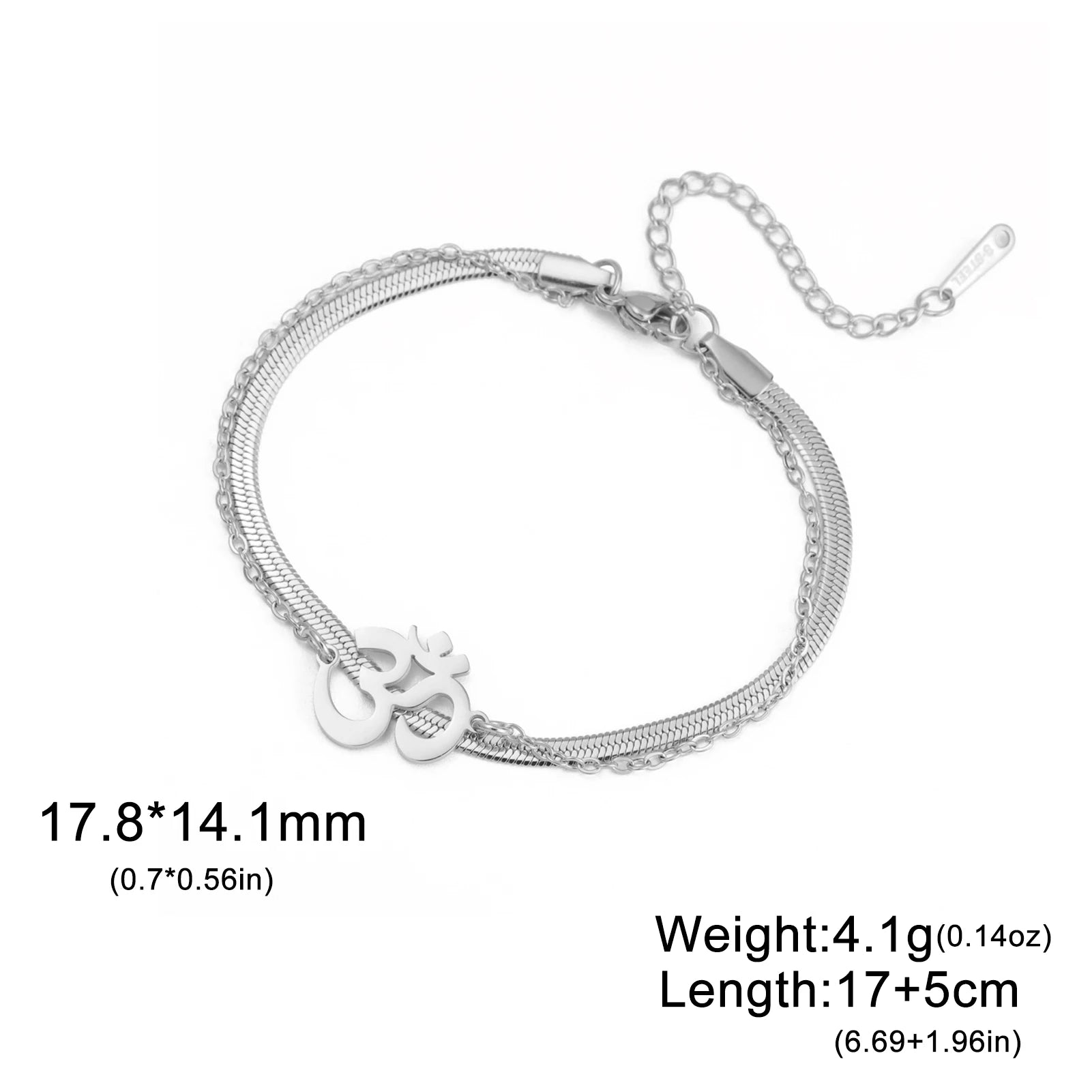 Stainless Steel OM Charm Bracelet