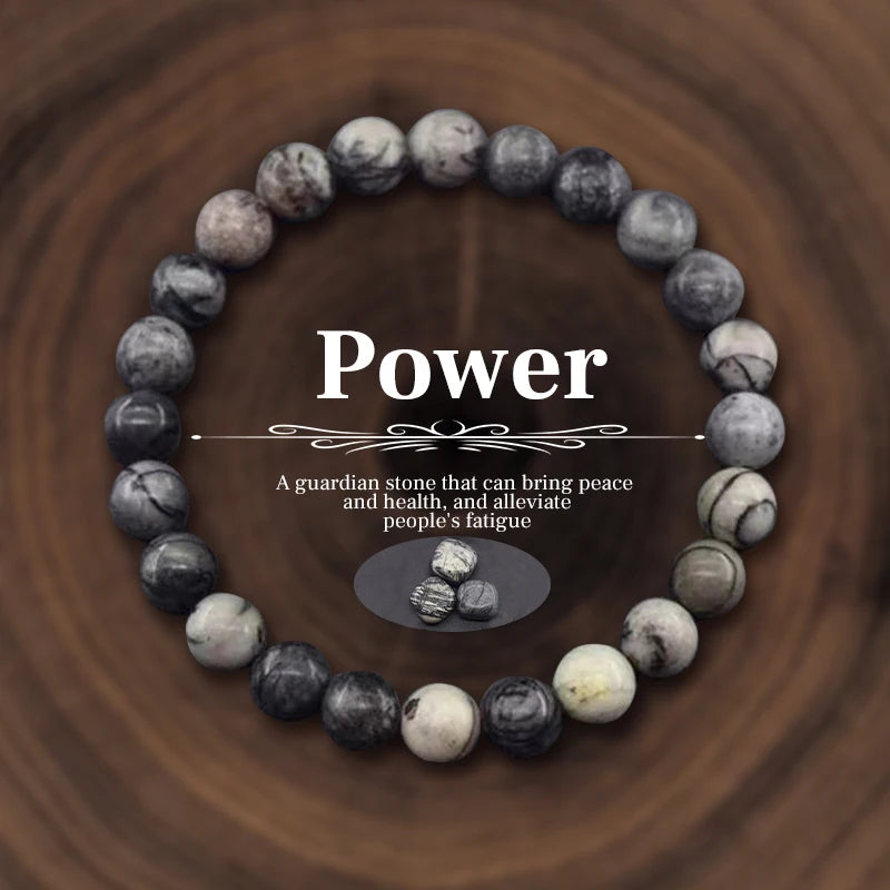 8 mm Natural Stone Beaded Bracelet