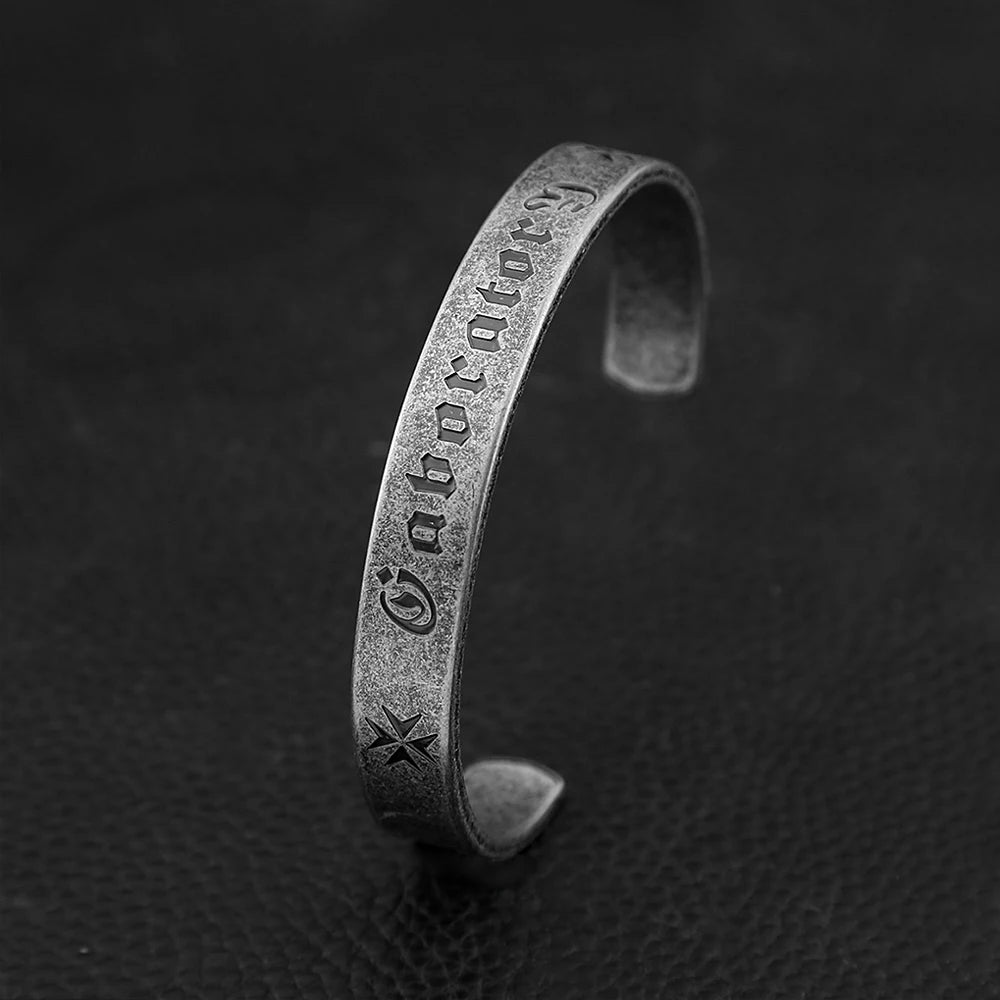 Stainless Steel Sutra Mantra Cuff Bracelet