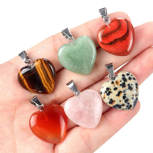 12-Pack Heart-Shaped Crystal Agate Pendants